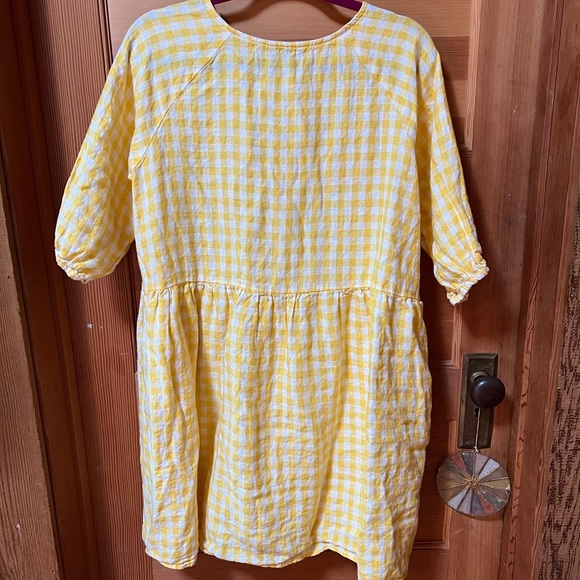 Linenfox Beth Dress Yellow Gingham Size XS - Picture 6 of 8